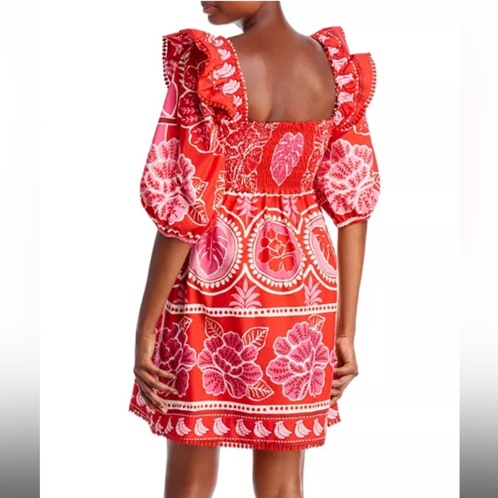 FARM Rio Mini Dress Red Summer Sunrise Organic Cotton 🩷🤍❤️ SIZE SMALL S ☀️ - Picture 4 of 10